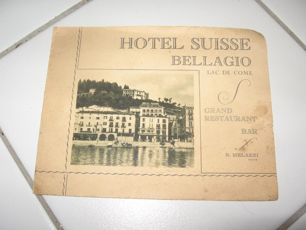 Carte publicitaire pour un hôtel restaurant Bellagio, Antiquités & Art, Curiosités & Brocante, Enlèvement ou Envoi