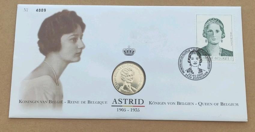 Numisletter “Koningin Astrid”  2000, Enlèvement ou Envoi, Affranchi, Oblitération 1er jour, Maison royale