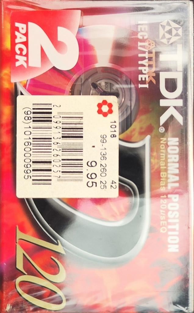 Nieuwe gesealde TDK 120 cassettes 2 pack, Enlèvement ou Envoi, Neuf, dans son emballage, 2 à 25 cassettes audio