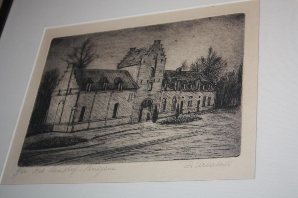 Ets , Het Laathof-Hingene , gesigneerd genummerd op 9/40, Antiek en Kunst, Kunst | Litho's en Zeefdrukken, Ophalen of Verzenden