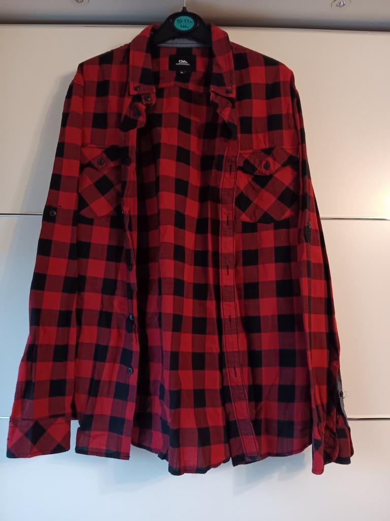 Chemise Clockhouse XL noir à carreaux rouges, Enlèvement ou Envoi, Comme neuf, Rouge