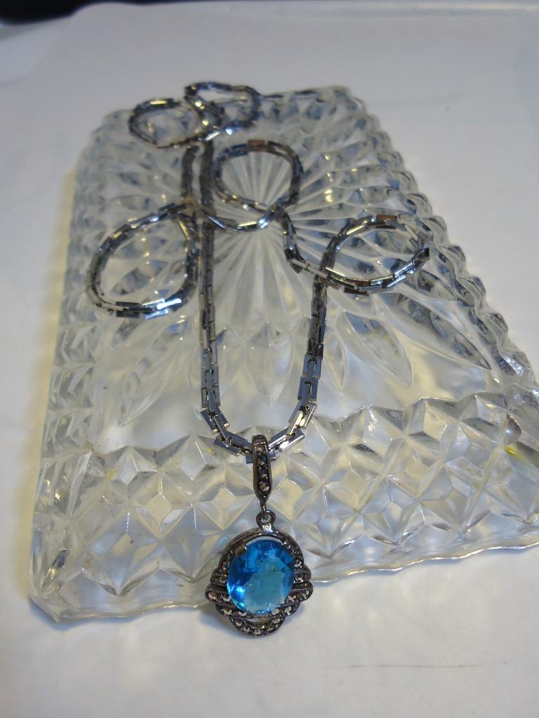 Collier & pendentif Argent pierre bleue topaze L 60✨💑💎🎁👌, Bijoux, Sacs & Beauté, Enlèvement ou Envoi, Comme neuf, Avec pendentif