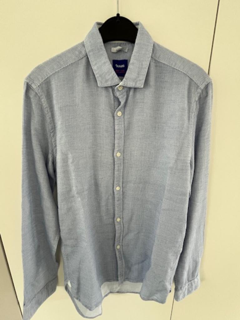 chemise à manches longues, coton/lin, bleu, taille S, Vêtements | Hommes, Jules, Enlèvement ou Envoi, Tour de cou 38 (S) ou plus petit