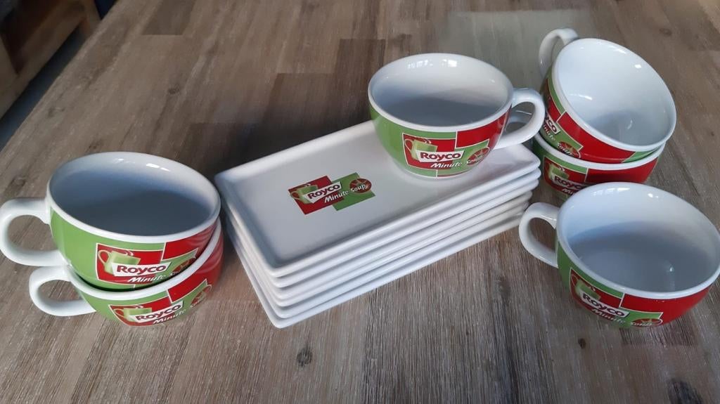 Royco 6 tassen en 6 onderbord, Ophalen, Zo goed als nieuw, Effen, Kop(pen) en/of Schotel(s)