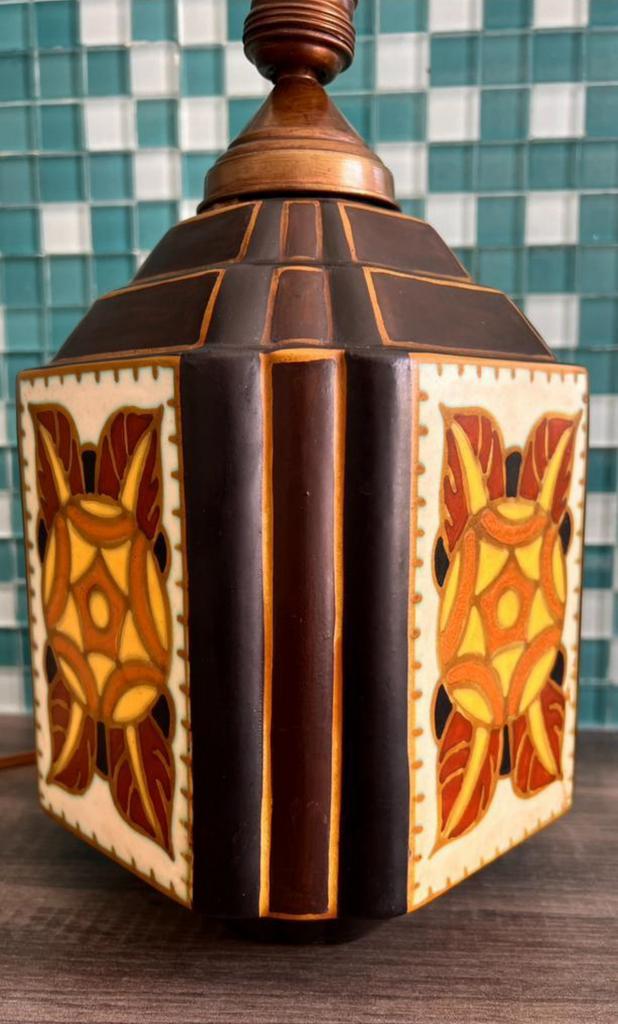 Charles Catteau-Boch Freres-Keramis vierkante vaas lamp, Antiek en Kunst, Ophalen