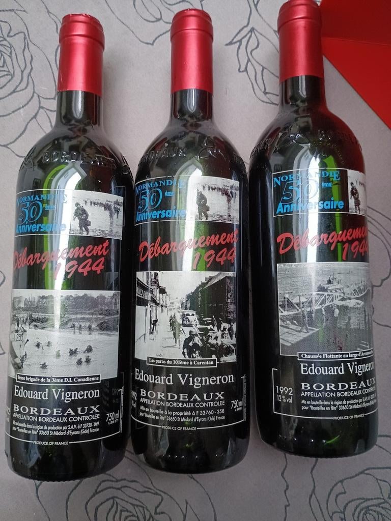 3 verzamelflessen Bordeaux t.g.v. de bevrijding v/d 2e WO, Verzamelen, Wijnen, Ophalen, Rode wijn
