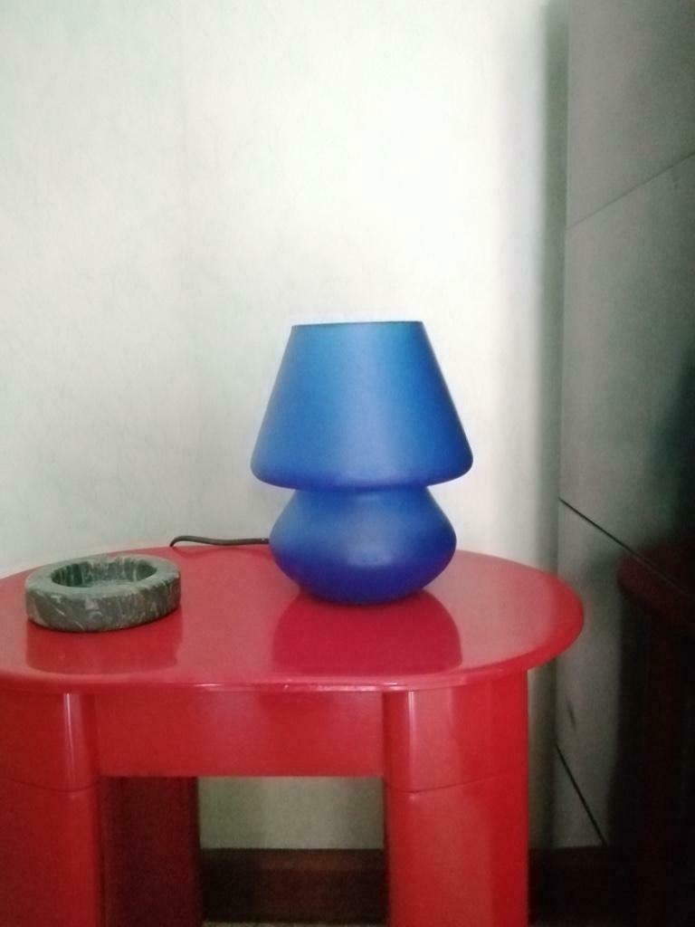 Lampe de table vintage SCE en verre bleu, Enlèvement