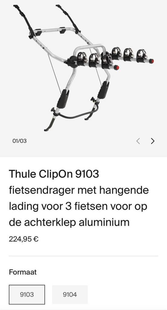 Thule ClipOn fietsendrager, Auto diversen, Fietsendragers, Ophalen, Zo goed als nieuw