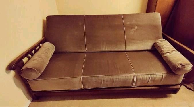 antieke slaapsofa - retro - in stof - bruine kleur, Ophalen, Gebruikt, Stof