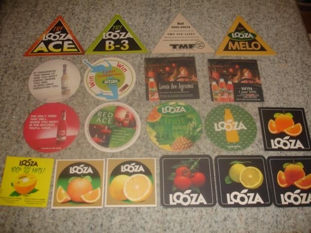 19 verschillende bierviltjes van Looza voor € 1,50, Ophalen of Verzenden, Zo goed als nieuw, Viltje(s), Overige merken