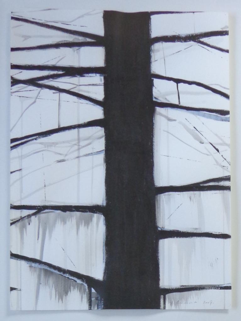 YVES BEAUMONT / TREE / ACRYL VERF / 95x75cm / KADER / SIG, Ophalen, Glas, Gesigneerd, Acrylverf