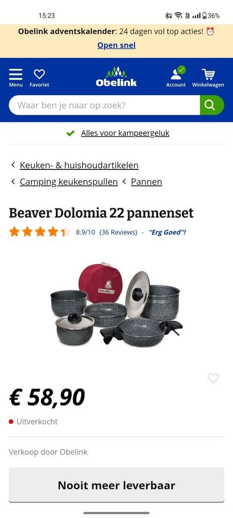 Camping pannenset, Caravans en Kamperen, Mobilhome-accessoires, Ophalen