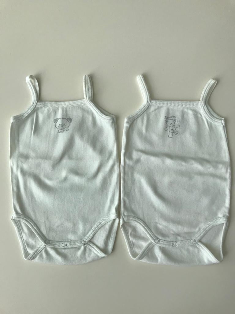 2 witte body's maat 68 van ABSORBA, Kinderen en Baby's, Babykleding | Maat 68, Zo goed als nieuw, Meisje, Nacht- of Onderkleding