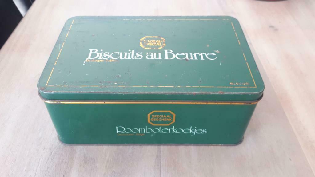 Ancienne boîte métallique biscuits au beurre Destrooper, Collections, Enlèvement ou Envoi, Utilisé, Biscuits, Autres marques