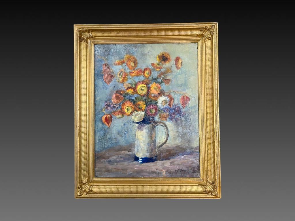 E. Perremans, bouquet de fleurs, huile sur toile, Enlèvement ou Envoi