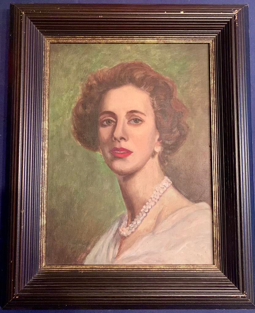 Portrait de la reine Fabiola - huile sur toile, Enlèvement
