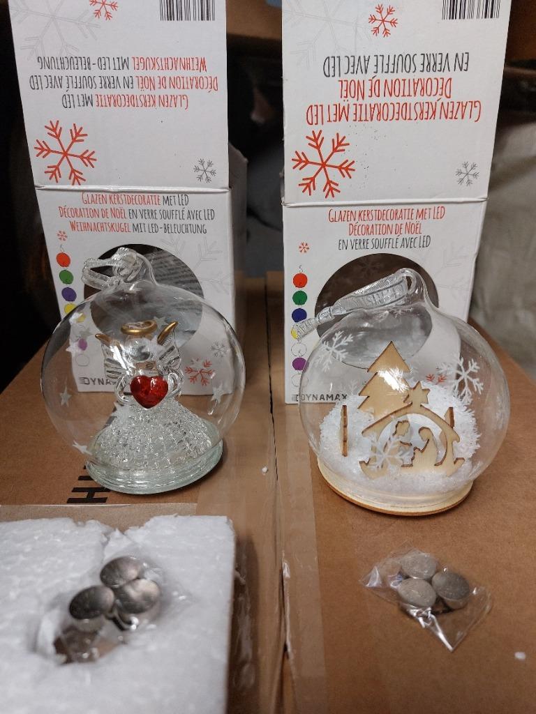 2 glazen kerstballen met led, Ophalen of Verzenden, Nieuw