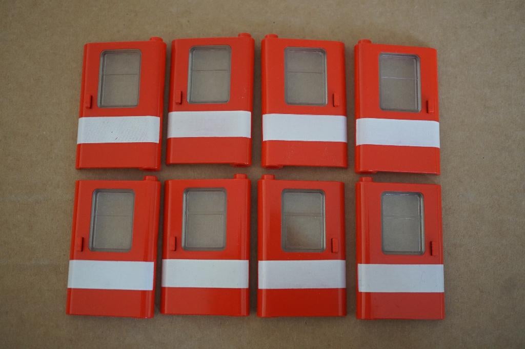 Set van 8 vintage Lego trein deuren rood met witte streep, Kinderen en Baby's, Speelgoed | Duplo en Lego, Verzenden, Zo goed als nieuw