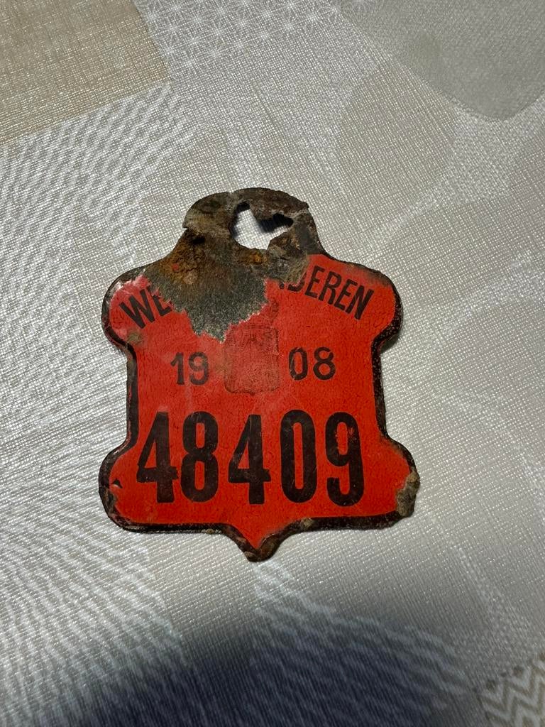 Nummerplaat anno 1908, Antiek en Kunst, Ophalen