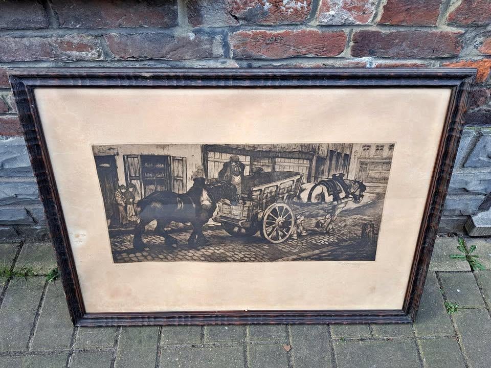 gravure signe constant de busschere, Antiek en Kunst, Ophalen