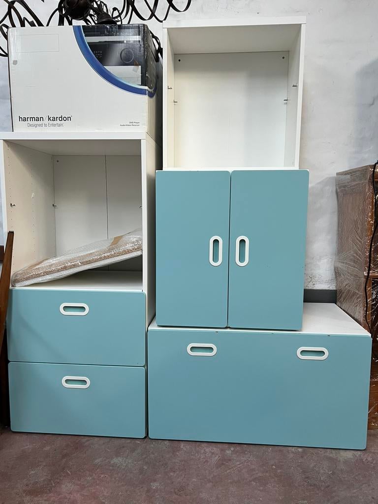 Meubles enfants ikea blanc/turquoise, Enlèvement, Utilisé