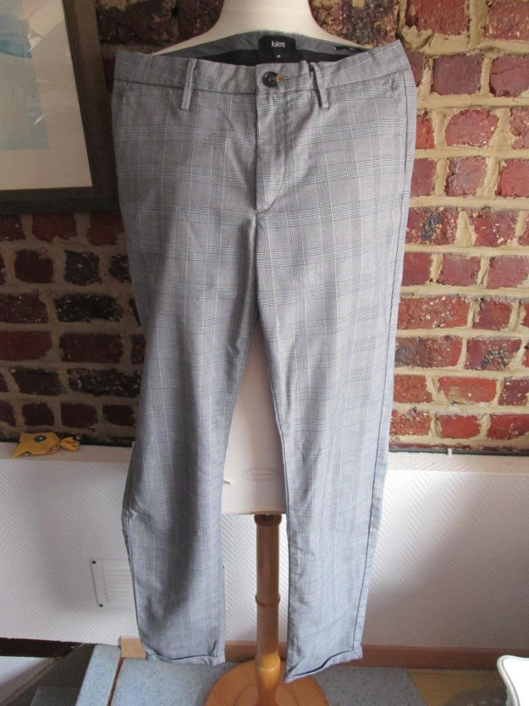 Jules pantalon habillé carreaux gris/bleu taille 38, Kleding | Heren, Broeken en Pantalons, Jules, Blauw, Ophalen of Verzenden