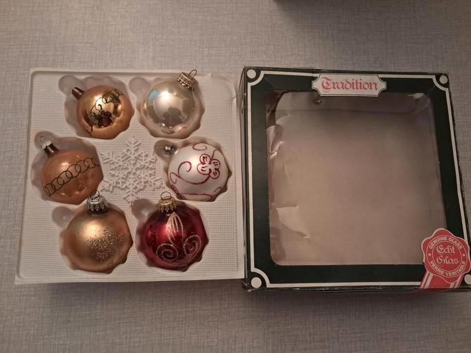 6 boules de Noël en verre vintage., Divers, Enlèvement ou Envoi, Comme neuf