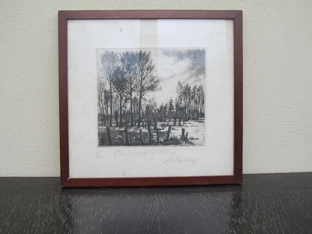 POTLOODTEKENING ETUDE DU PAYSAGE AU PRINTEMPS, Ophalen of Verzenden