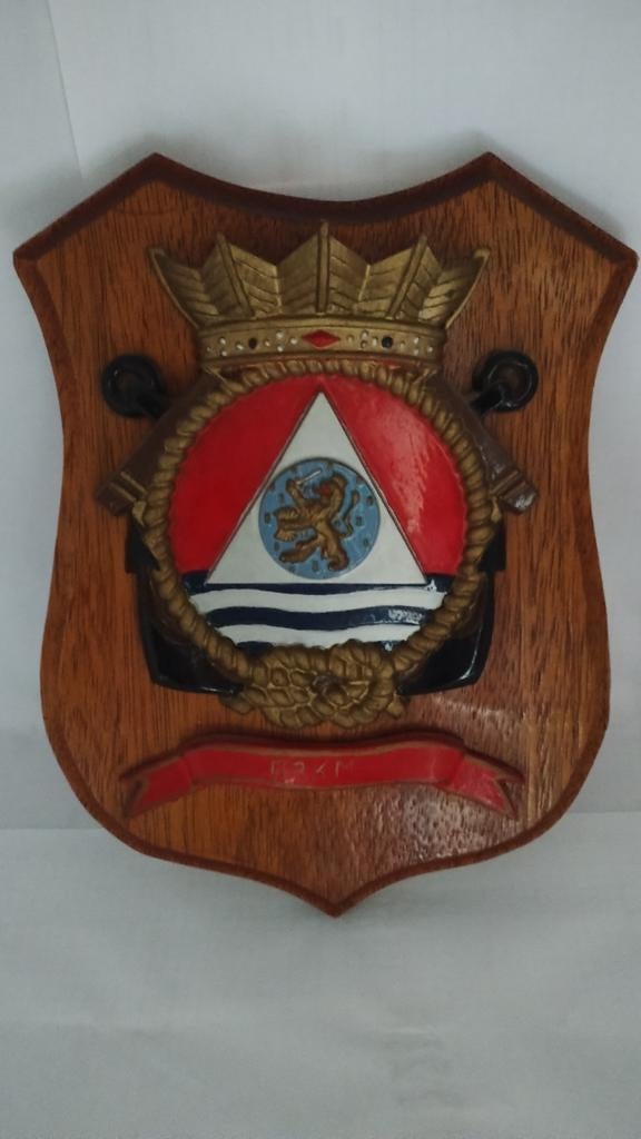 Groot houten wapenschild embleem marine Nederland, Verzamelen, Militaria | Algemeen, Ophalen of Verzenden, Marine, Overige typen