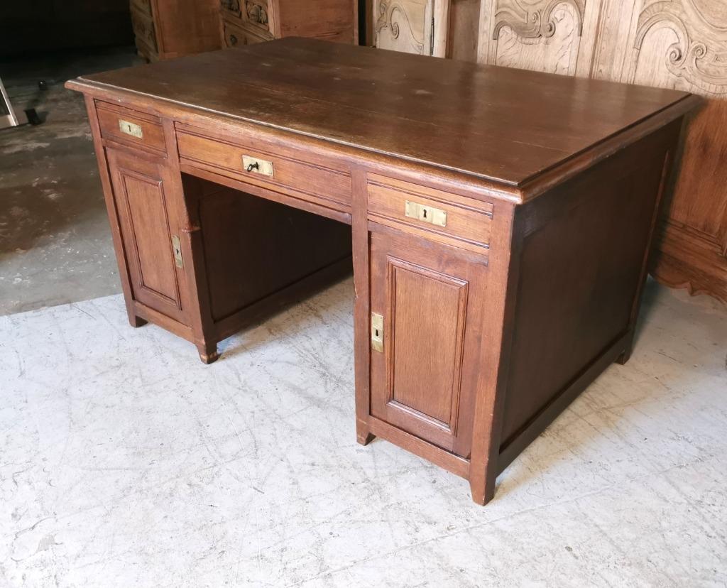 Antiek eiken bureau L 1.25m D 85cm H 75cm, Ophalen, Gebruikt