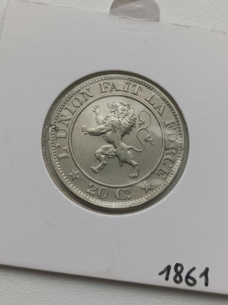 Magnifique 20 cents 1861 Léopold Premier ministre, Autre, Monnaie en vrac, Naissance ou Mariage, Enlèvement ou Envoi