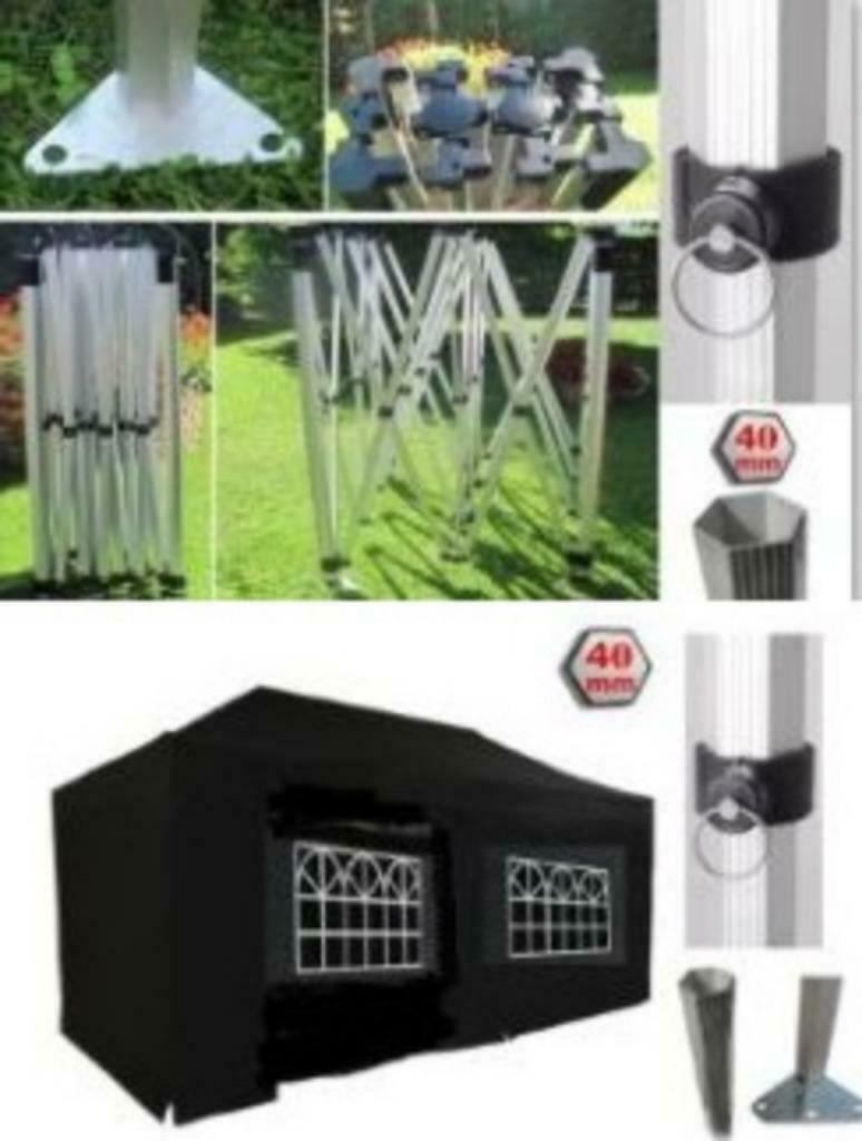 Extreem Sterke HEXAGON Easy Up Pop-Up Vouwtent 3x6m Zwart, Caravans en Kamperen, Ophalen of Verzenden, Nieuw