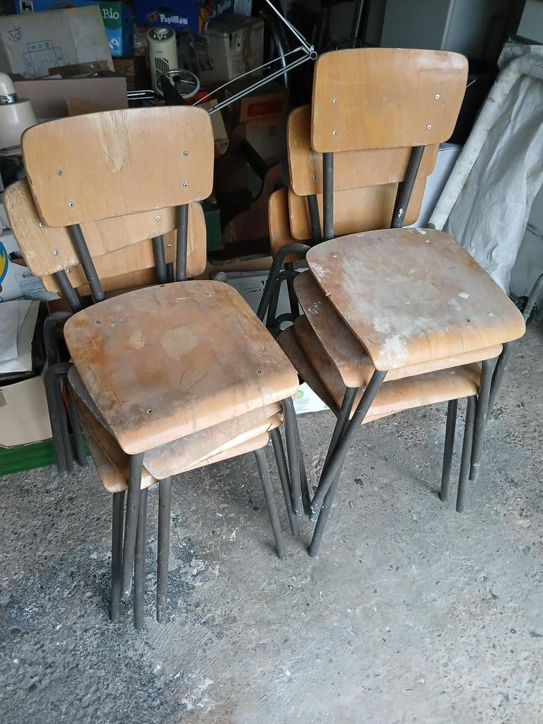 8 anciennes chaises d’école, Maison & Meubles, Enlèvement, Comme neuf