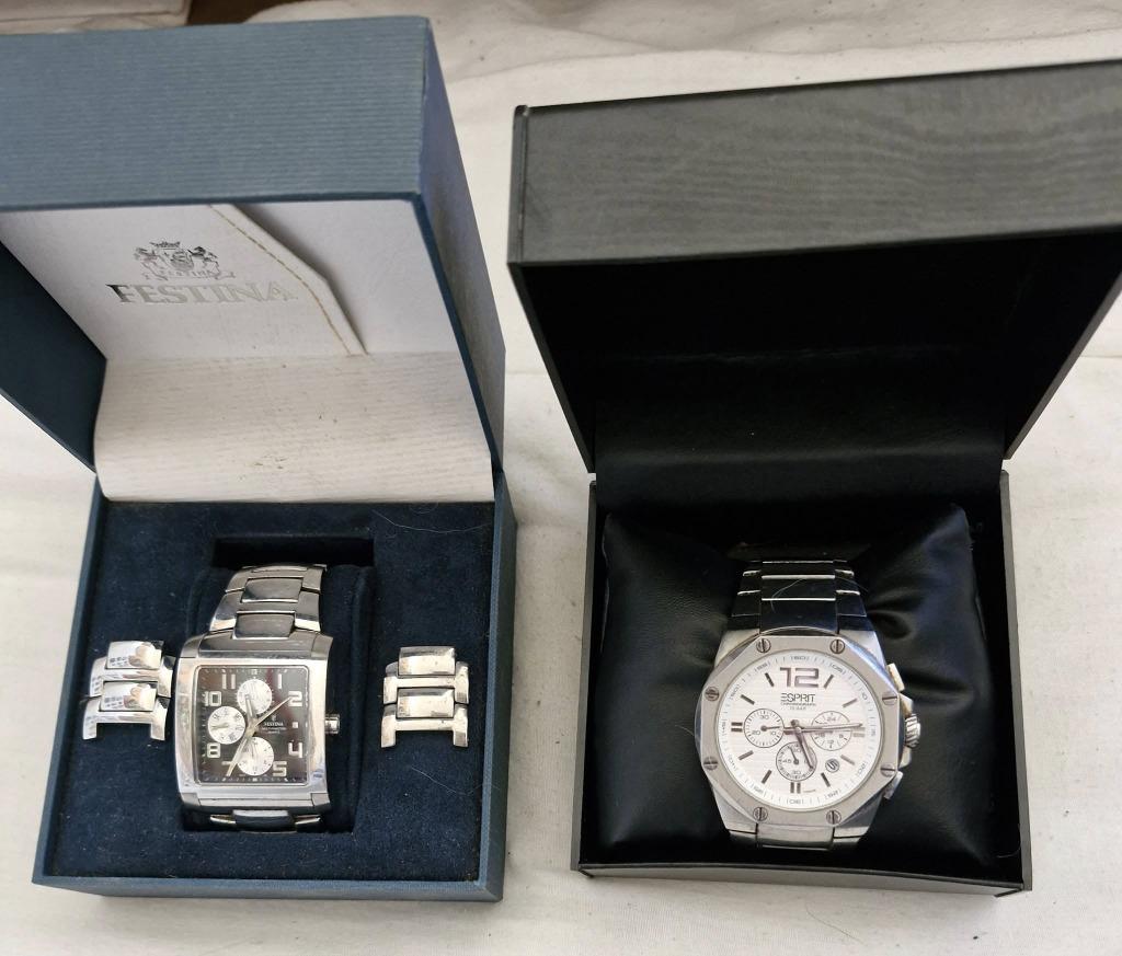 4 montres 3 festina et une esprit, Staal, Gebruikt, Staal, Polshorloge