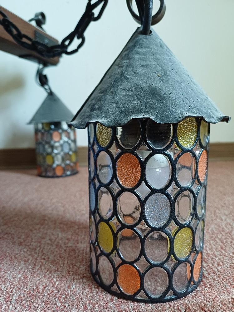 Vintage verlichting met 5 lampen, Ophalen, Gebruikt, Glas
