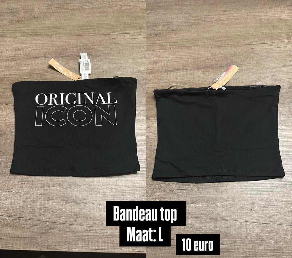 Zwart bandeau top, Enlèvement, Comme neuf, Noir