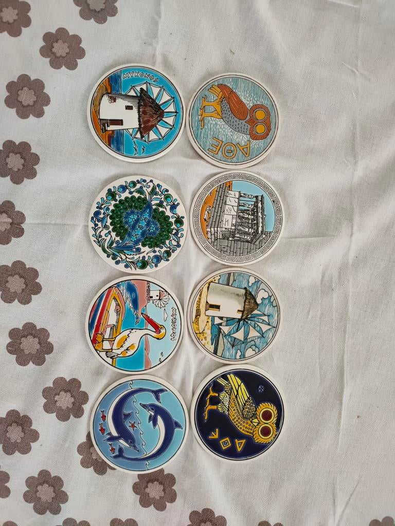 8 onderleggers. Originele griekse., Enlèvement, Utilisé, Autres types