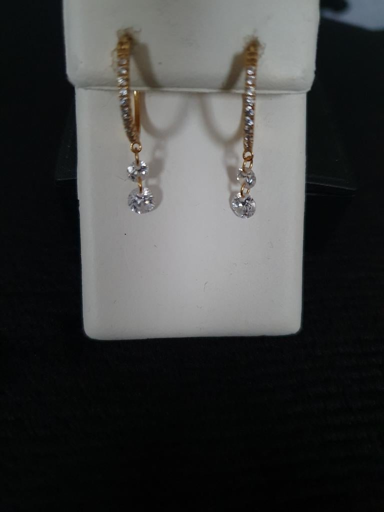 Nieuwe verguld zilveren oorbellen, Bijoux, Sacs & Beauté, Boucles d'oreilles, Neuf, Enlèvement ou Envoi, Or, Avec cristal