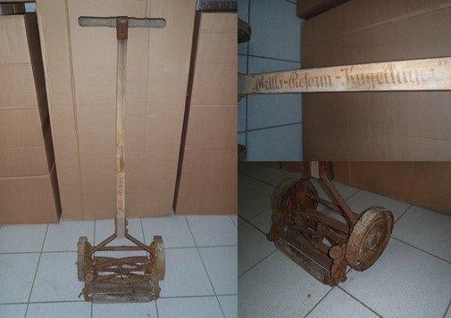 antiek grasmachine, Ophalen