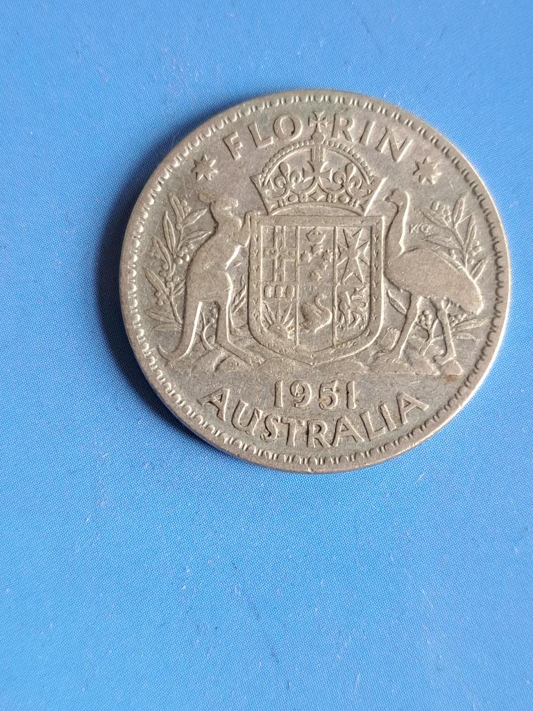 1951 Australie 1 florin en argent George VI, Timbres & Monnaies, Monnaies | Océanie, Monnaie en vrac, Argent, Envoi