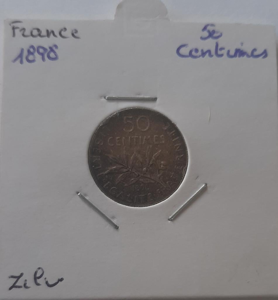 Frankrijk 50 centimes 1898 zilver, Verzenden