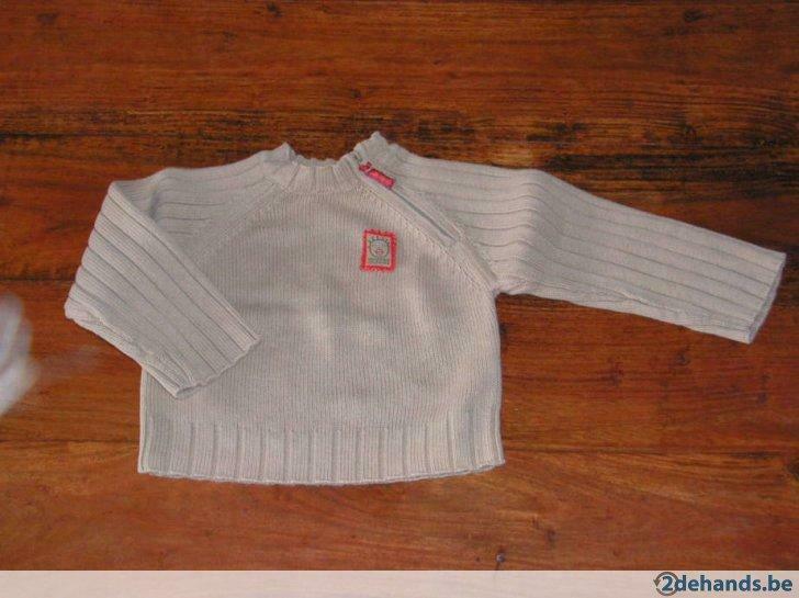Truitje beige met hoge kraag en rits aan de hals, Utilisé, Garçon ou Fille, Pull ou Veste