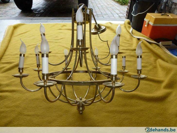 Kroonluchter luster met 12 lichtpunten, Huis en Inrichting, Lampen | Kroonluchters, Ophalen, Gebruikt, Metaal