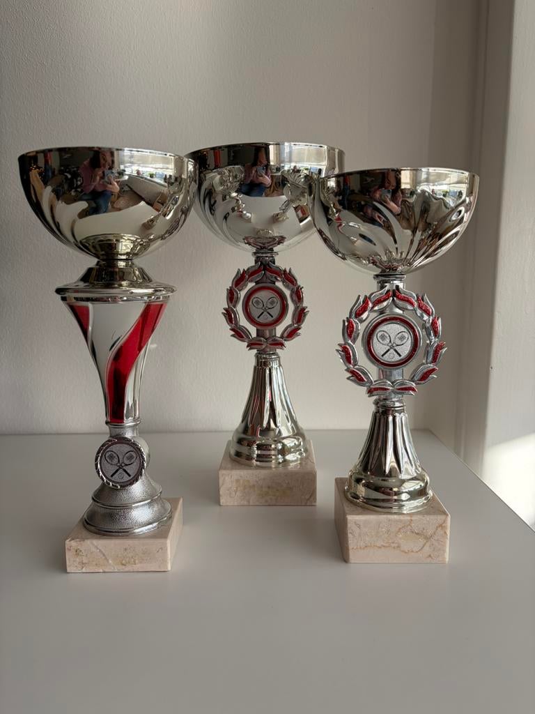 Trofee / beker tennis (set 3), Ophalen of Verzenden, Zo goed als nieuw
