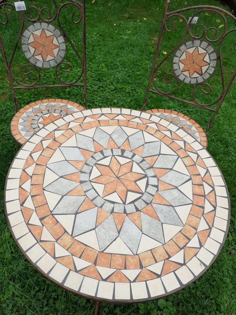 SET DE JARDIN EN FER FORGE ET CERAMIQUE, Neuf, Enlèvement, Autres matériaux, Sets de jardin