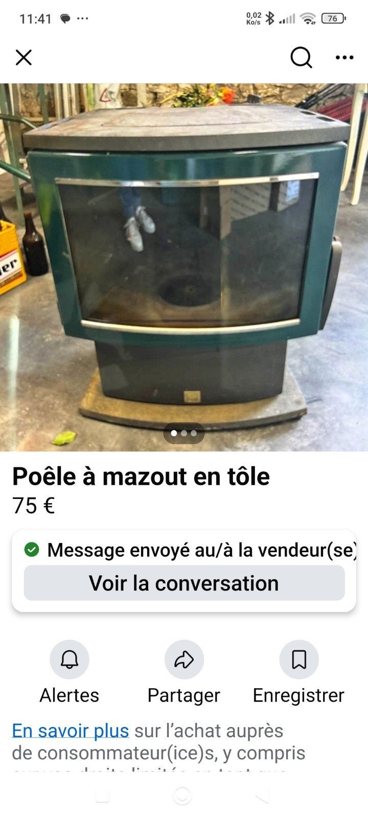 poêle mazout, Enlèvement, Utilisé