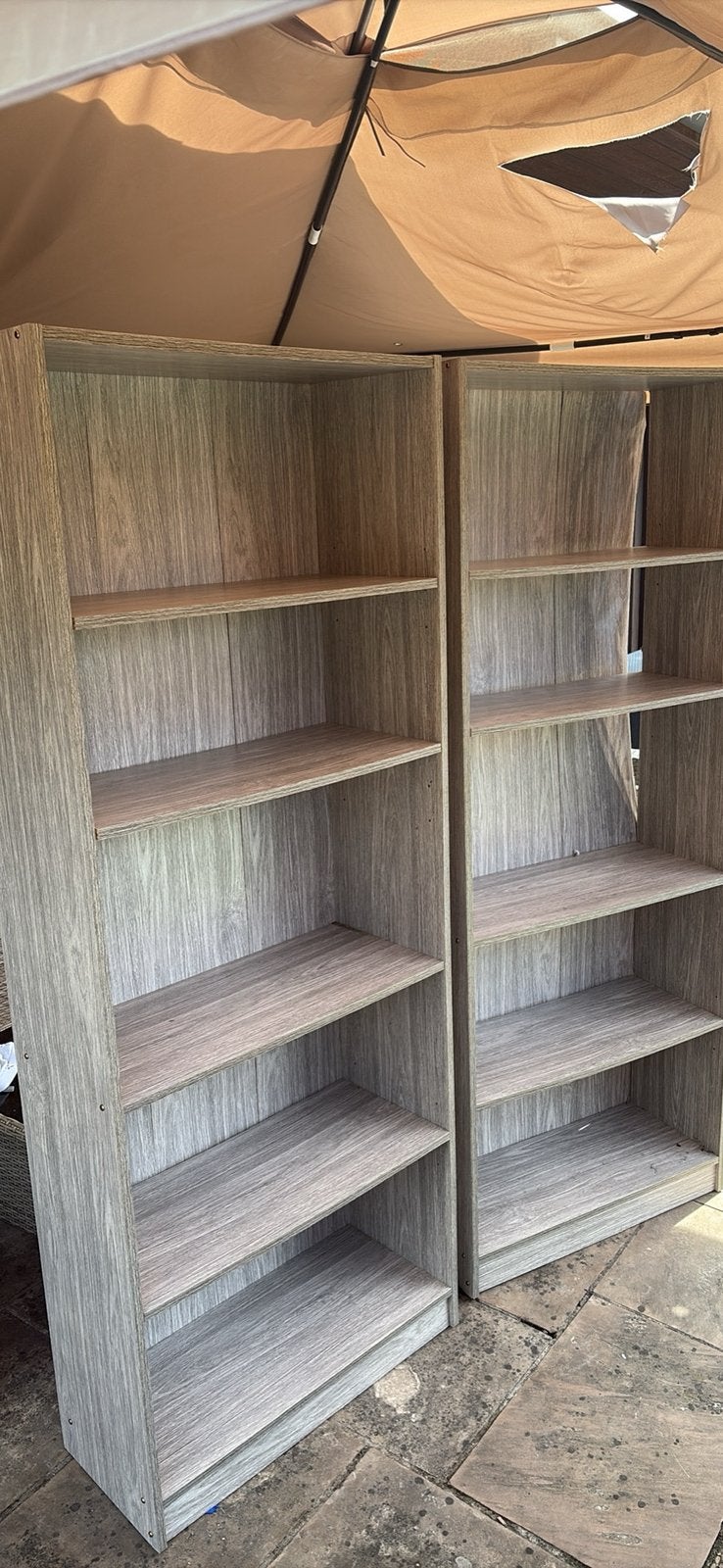 2 Hoge boekenkasten, Ophalen, Met plank(en), Gebruikt, 50 tot 100 cm