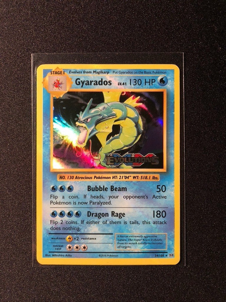 Gyarados evolutions pre release, Hobby en Vrije tijd, Ophalen of Verzenden, Zo goed als nieuw, Losse kaart