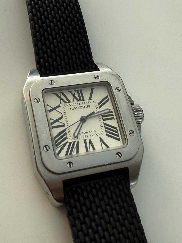 Originele CARTIER SANTOS 100 XL 2565, Overige merken, Staal, Polshorloge, Ophalen of Verzenden