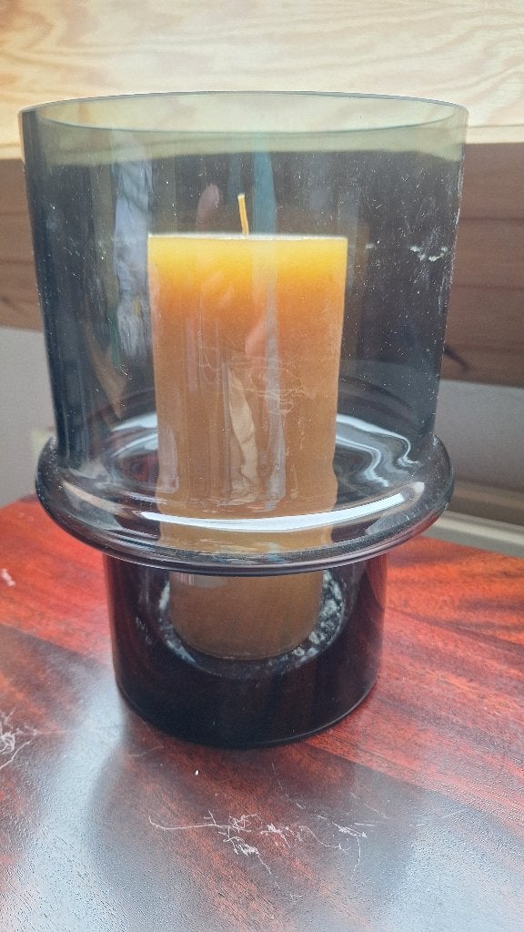 Windkaars in vaas, Ophalen, Zo goed als nieuw, Glas, 27 cm